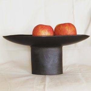 Hand built black clay server